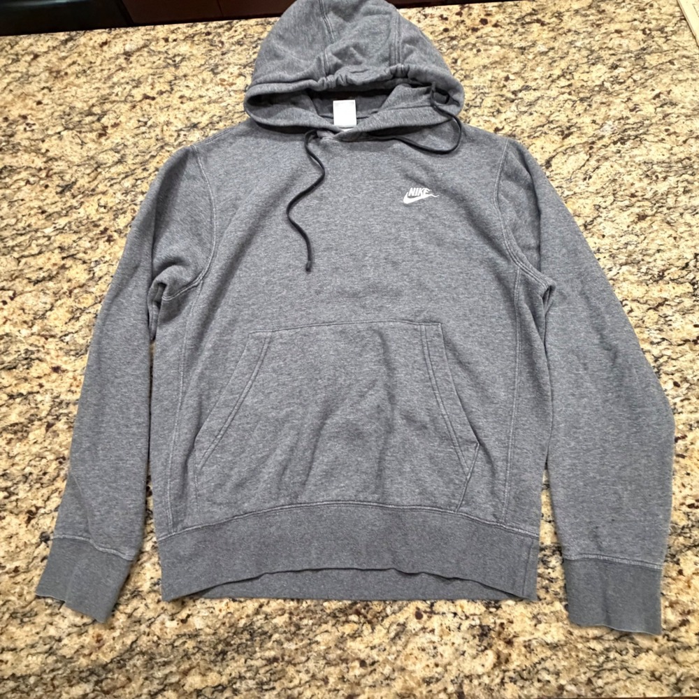 Nike Mens Sportswear Club Fleece Hoodie Gray Pullover Logo BV2654-071‎ Large